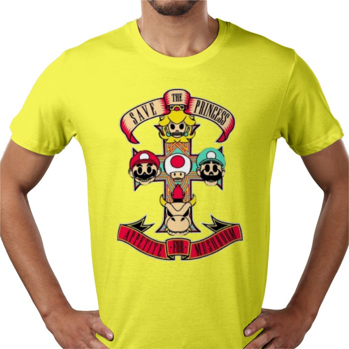 Super Mario Bro's & Guns And Roses - Appetite For Mushrooms T-shirt