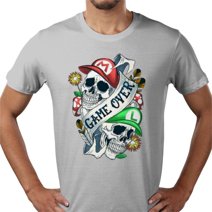 Super Mario Bro's - Game Over Tattoo Style T-shirt