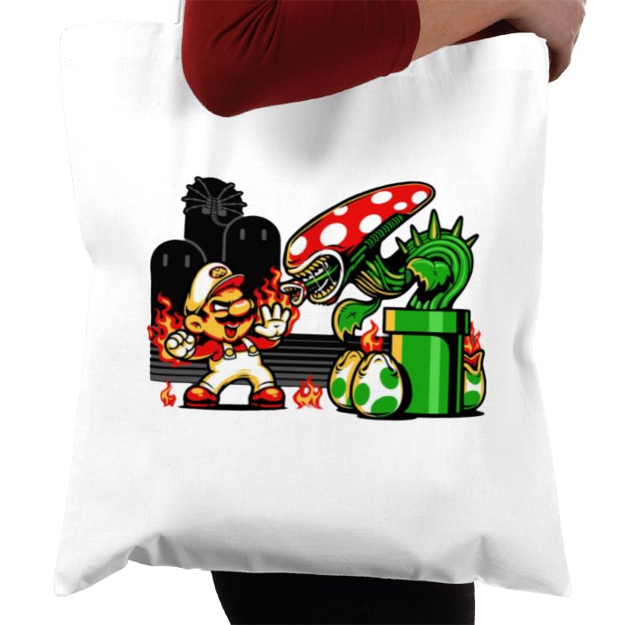 Super Mario Bro's & Alien - Mario Vs Alien Tote Bag