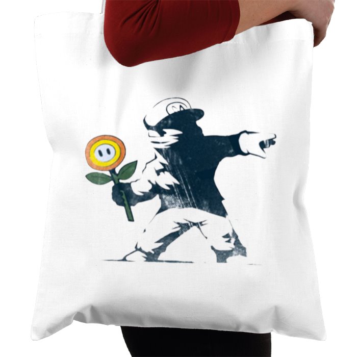 Super Mario Bro's & Banksy - Fire Flower Tote Bag