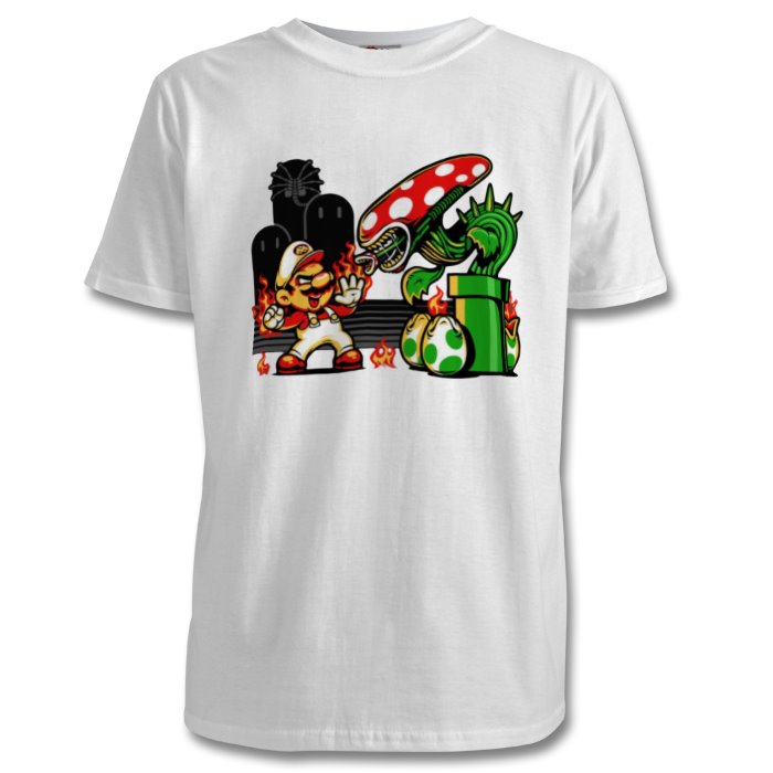 Super Mario Bro's & Alien - Mario Vs Alien T-shirt